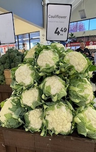 Cauliflower in a New Zealand grocery store