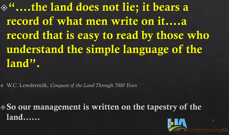Quote from W.C. Lowdermilk about management of the land