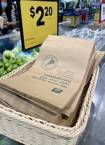 Paper bags made available to pack fruit and vegetables