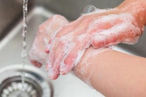 hand washing at sink