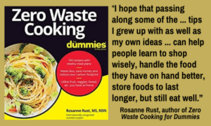 Zero Waste Cooking for Dummies book cover and quote from author