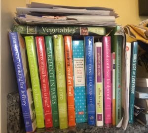 stack of cookbooks