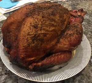 Cooked turkey on platter