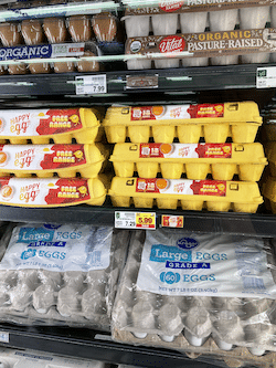 Eggs in grocery store case