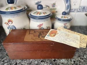 Wooden box with well worn family recipes